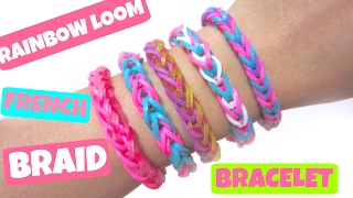 French Braid Rainbow Loom Bracelet without Loom/ using 2 Pencils.