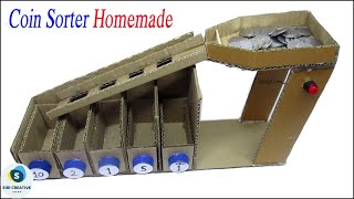 Coin Sorter Homemade | Electric Coin Sorter Machine | How to Make Coin Sorter Machine from Cardboard