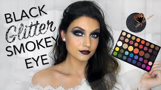 BLACK GLITTER SMOKEY EYE USING MORPHE X JAMES CHARLES PALETTE