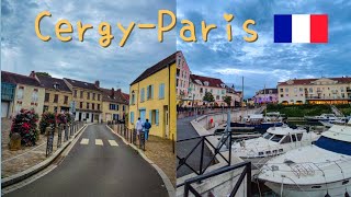 Cergy-a suburb of Paris, France 🇫🇷 Walking around the beautiful village & port of Cergy, Europe 2024