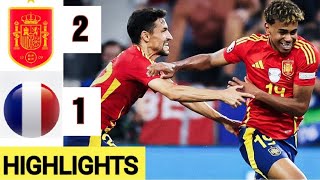 Spain vs France (2-1) HighLights & All goals, Yamal Sturn Goal, Kolo muani goal, Dan Olmo goal...