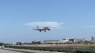 Asiana Airlines Airbus A350-900 landing north at Los Angeles International Airport KLAX runway 24R