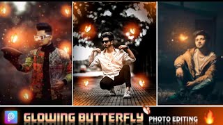 Instagram Photo Editing || PicsArt Neon Glowing Butterfly Concept Photo Editing || Black Tone