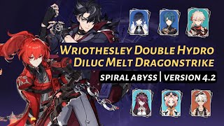 [Genshin Impact] | Wriothesley Double Hydro + Diluc Melt DS - Spiral Abyss 4.2 | Floor 12 (9★)