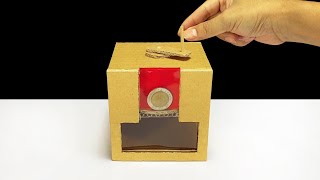 DIY Coin Saving Machine from cardbaord | ออมสินหมุนจานให้เหรียญลงกล่อง