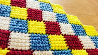 How to knit entrelac crochet stitch / Tunisian crochet baby blanket