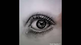 Dibujo un ojo realista HD - Drawing an eye  | #Shorts