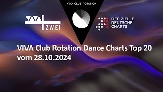 VIVA Club Rotation Dance Charts Top 20 vom 28.10.2024