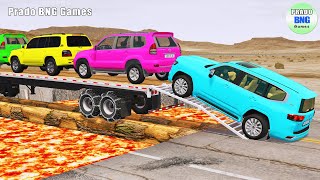 Toyota Cars vs Train | Truck Man Flatbed vs Train Beamng.drive 048