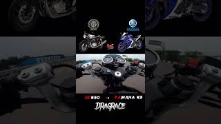 Yamaha R3 vs GT650 drag race😲#r3 #yamaha #gt650 #royalenfield #racing #youtube #trending #viral #hit