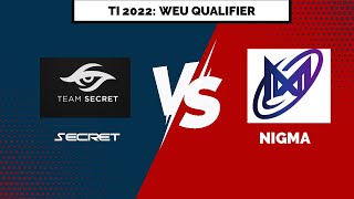 Dota 2 Live | TI 11 Regional Qualifiers WEU - Day 14 Secret vs Nigma Galaxy | Game 1