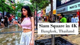 Siam Square, Bangkok, Thailand: After-Rain Weekend Walk in Fashion Shopping Mall Area, in 4K/60 FPS