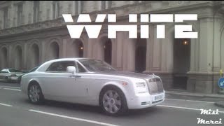 2013 White Rolls Royce Phantom II Coupe driving+Porsche Cayman S HARD acceleration