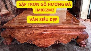 Sập Trơn Gỗ Hương Đá Vân Siêu Đẹp Kích Thước 1M8X2M2