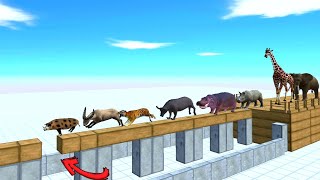 all the animals cross the small broken bridge - Animal Revolt Battle Simulator