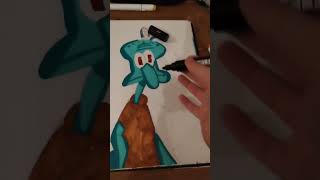 Drawing squidward from spongebob with posca markers#art #trending#posca #viral