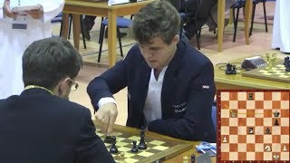 EXCITING TACTICAL ENDGAME!!! Levon Aronian Vs Magnus Carlsen - Rapid Chess 2014