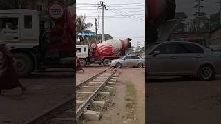 Crossing very carefully so as not to hit the railway crossing || #automobile #railway #trainline