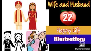 Wife and Husband Happy Life 22 illustrations || Wife and husband romantic life. Cute Couple ||