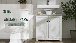 SoBuy Armario de baño丨Armario para lavabo丨Mueble para debajo del lavabo丨Fregadero丨BZR18-II-W