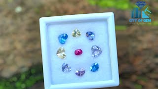 Unheated Ceylon Sapphire Heart Collection with Oval Shape Hot Pink Sapphire