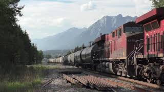 GEs on a mixed freight at Canmore, AB