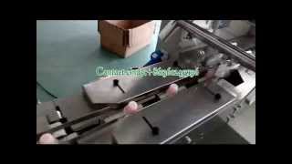 Horizontal flow packing machine with auto feed system