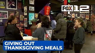 Portland businesses hold giveaway of hot meals, Thanksgiving dinners