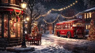 Jazz Night in a Snowy Winter Coffee Shop Ambience | Relax with Smooth Jazz Music, Snow, and Blizzard