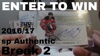 16/17 sp authentic 3 AUTOS, Enter to WIN Video, Box Break 2, upperdeck hockey cards, giveaway