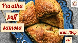 Paratha Puff Samosa | Puff Samosa using frozen paratha | Paratha Puff Recipe | Less oil Puff