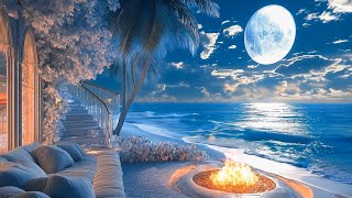 Tropical Luxurious beach villa resort 🌛  Gentle Waves ASMR & Nature's Soft Symphony For Deep Sleep