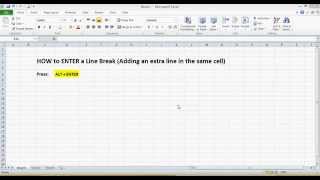 HOW TO Enter a Line Break in Excel (Add an extra line in the same cell)