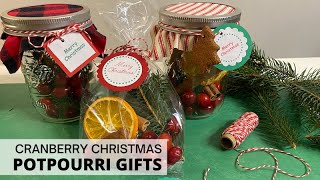 Cranberry Christmas Potpourri gifts - 2 ways & printable tags included!