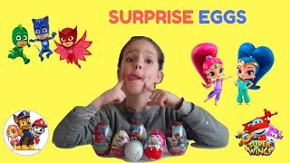 SURPRISE EGGS OPENING! Pjmasks, Paw patrol, Super Wings, Shimmer and Shine, Kinder, Barbie