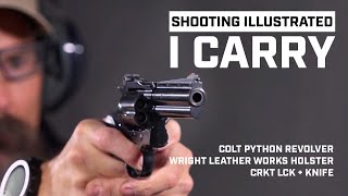 I Carry: Colt Python Blue .357 Magnum revolver in a Wright Leather Works Predator Holster