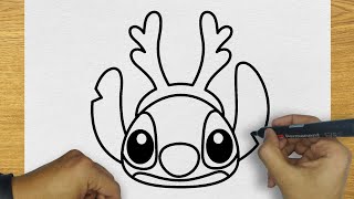 HOW TO DRAW CHRISTMAS STITCH FROM | LILO AND STITCH | DRAWING STITCH CHRISTMAS EASY