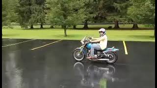 Nephew learning how to ride his new to him 1984 Honda Rebel 250