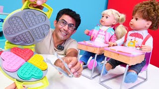 Okul öncesi eğitici video. Baby Born oyuncak bebek Gül ve Mert okula başlıyorlar! Play Doh Waffle!