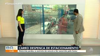 Táxi despenca de estacionamento de supermercado em Salvador 1280x720