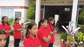 Group song and PT in morning assembly