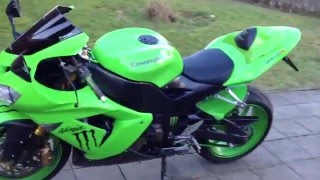 Kawasaki Ninja ZX-10R 2005 sound with leovince carbon exhaust monster energy