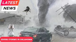 🔴Derecho With Hurricane-Strength Winds Cars flipped, roofs blown off homes from tornado in Oklahoma