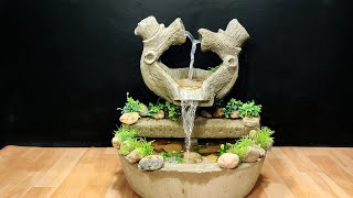 Beautiful wooden style waterfall fountain water fountain