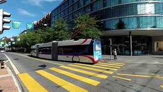 Triple articulated buses in Lucerne (Luzern), Switzerland