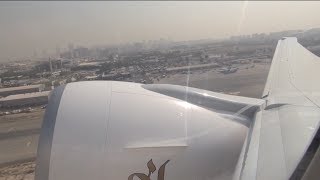 Emirates Boeing 777-300ER - Loud GE90 start-up & takeoff from Dubai - Long Takeoff run!