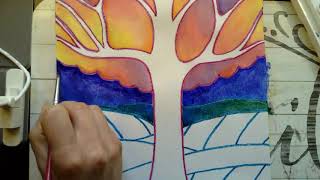 Mixed Media Trees in Warm & Cool Colors: Part 4