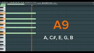 Аккорды «A9» на piano roll