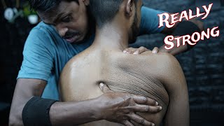 Indian Barber Strong Hands Head & Shoulder ASMR Massage | ASMR Forehead Tapping Massage