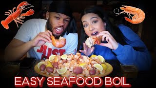 HOW TO MAKE AN EASY SEAFOOD BOIL AT HOME | STEP BY STEP (LOBSTER TAILS | SHRIMP & MORE) 🦐🦞🌽